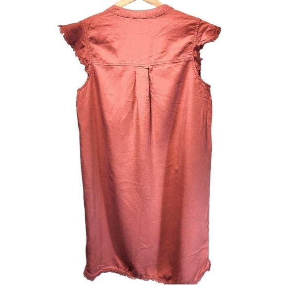 dalia Tencel Short Sleeve Shirt Blouse Rusty coral Raw Hems Sz M Feminine Top - Picture 2 of 8